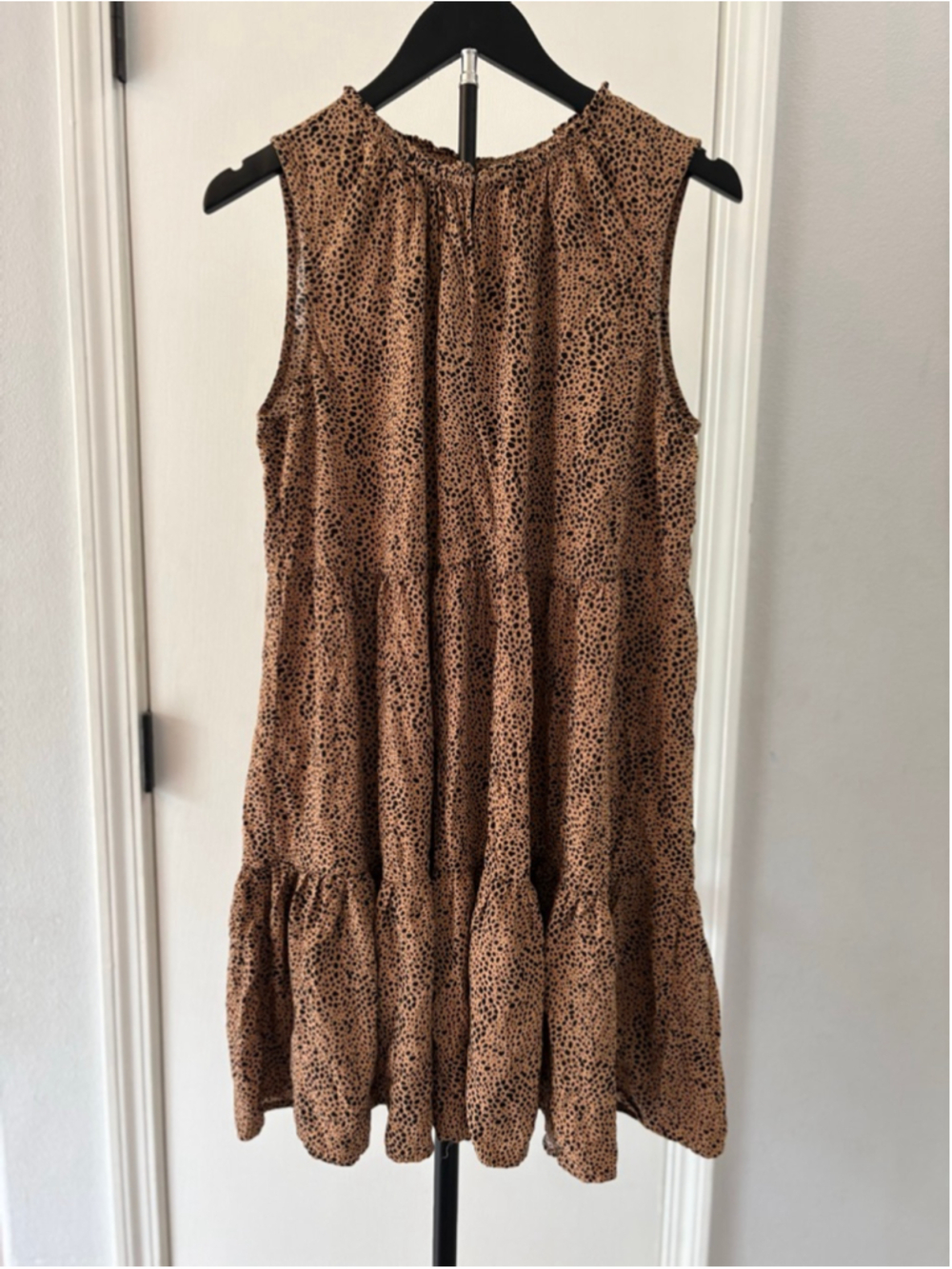 Old Navy Leopard Print Tiered Swing Dress Sleeveless Size L
